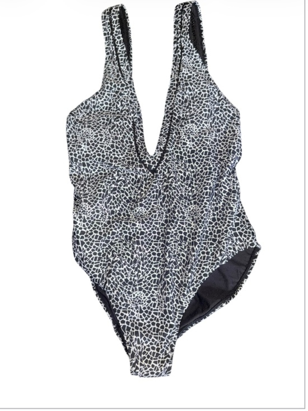 NWT Frederick’s of Hollywood Capri One Piece Swimsuit XL Black White Plunge